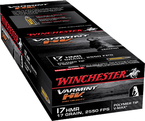 Winchester Ammo S17HMR1 Supreme 17 Hornady Magnum Rimfire (HMR) 17 GR V-Max 50 Bx/ 40 Cs