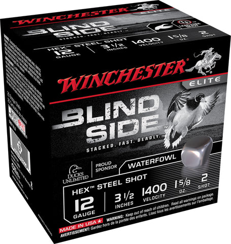 Winchester Ammo SBS12L2 Blindside  12 Gauge 3.50" 1 5/8 oz 2 Shot 25 Bx/ 10 Cs