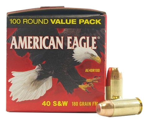 Federal AE40R100 American Eagle 40 Smith & Wesson (S&W) 180 GR Full Metal Jacket 100 Bx/ 5 Cs - 100 Rounds
