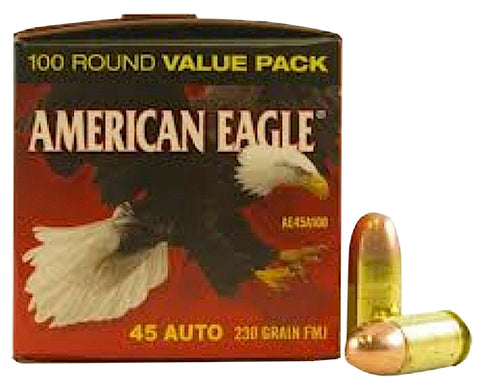 Federal AE45A100 American Eagle 45 Automatic Colt Pistol (ACP) 230 GR Full Metal Jacket 100 Bx/ 5 Cs - 100 Rounds