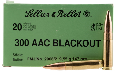 Sellier & Bellot 300BLKB Rifle 300 AAC Blackout 147 GR Full Metal Jacket 20 Bx/ 50 Cs