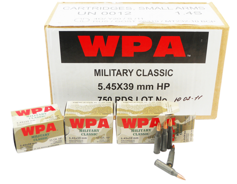 Wolf MC545BHP Military Classic 5.45x39mm Boat Tail Hollow Point 55 GR 750 Rds - 750 Rounds