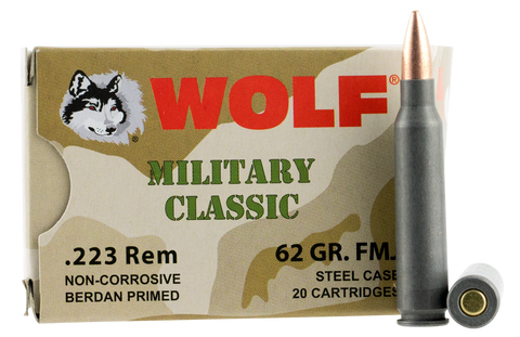 Wolf MC22362HP Military Classic 223 Remington 62 GR HP 500 Bx/ 1 Cs - 500 Rounds