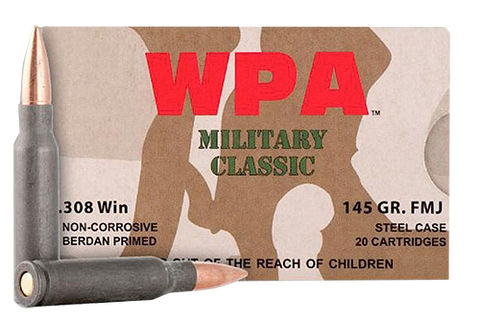 Wolf MC308FMJ145 Military Classic 308 Winchester/7.62 NATO 145 GR Full Metal Jacket 500 Rds - 500 Rounds
