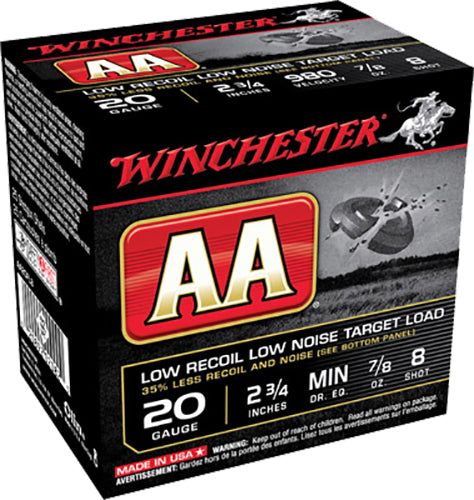 Winchester Ammo AA20FL8 AA Low Recoil Low Noise 20 Gauge 2.75" 7/8 oz 8 Shot 25 Bx/ 10 Cs