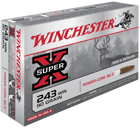 Winchester Ammo X243WLF Super-X 243 Winchester 90 GR Power Core 20 Bx/10 Cs