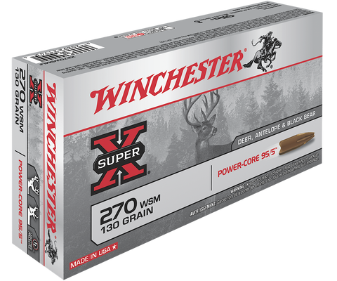 Winchester Ammo X270WSMLF Super-X 270 Winchester Short Magnum 130 GR Power Core 20 Bx/ 10 Cs