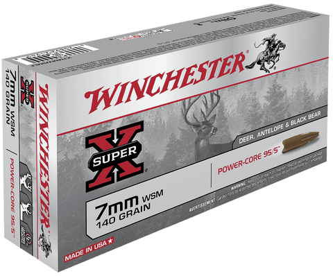 Winchester Ammo X7MMWSMLF Super-X 7mm Winchester Short Magnum 140 GR Power Core 20 Bx/ 10 Cs