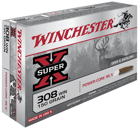 Winchester Ammo X308LF Super-X 308 Winchester/7.62 NATO 150 GR Power Core 20 Bx/ 10 Cs