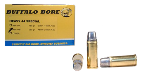 Buffalo Bore Ammunition 14B20 Outdoorsman 44 Special 255 GR Hard Cast Keith Semi-Wadcutter 20 Bx/ 12 Cs