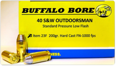 Buffalo Bore Ammunition 23F/20 Outdoorsman 40 S&W 200 GR Hard Cast Flat Nose 20 Bx/ 12 Cs