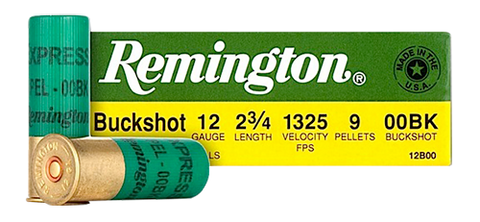 Remington Ammunition NS1235HVT Express 12 Gauge 2.75" Buckshot 9 Pellets 00 Buck 25 Bx/ 10 Cs