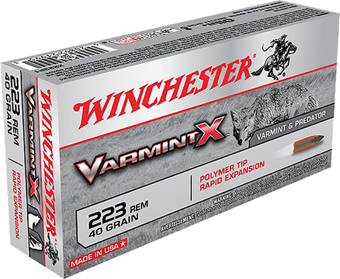 Winchester Ammo X223P1 Super-X 223 Remington/5.56 NATO 40 GR Varmint 20 Bx/10 Cs