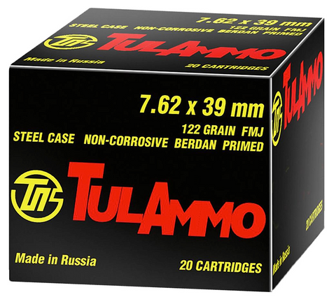 Tulammo UL076210 Centerfire Rifle 7.62X39mm 122 GR FMJ 100 Bx/ 10 Cs - 100 Rounds