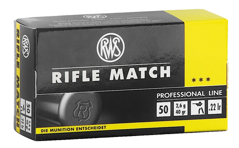 RWS 2134225 22LR Match Ammo 40 GR 50 Rounds Per Box