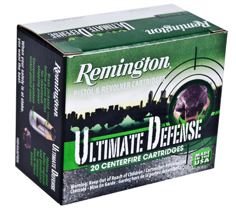 Remington Ammunition HD9MMBN Ultimate Defense Full Size Handgun 9mm Luger 124 GR Brass Jacket Hollow Point 20 Bx/ 25 Cs