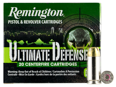 Remington Ammunition HD40SWBN Ultimate Defense Full Size Handgun 40 Smith & Wesson (S&W) 180 GR Brass Jacket Hollow Point 20 Bx/ 25 Cs
