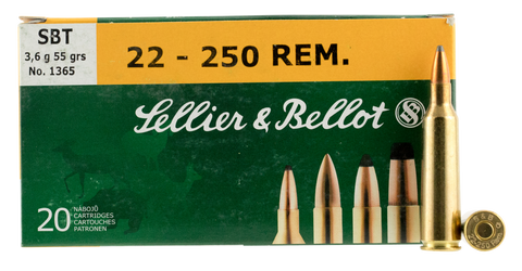 Sellier&Bellot SB22250A GameKing 22-250 Rem 55 GR Spitzer BT 20Box/25Case