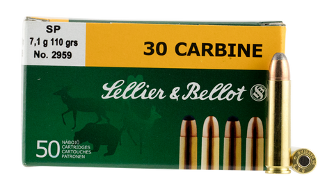 Sellier & Bellot SB30B Rifle 30 Carbine 110 GR Soft Point 50 Bx/ 20 Cs