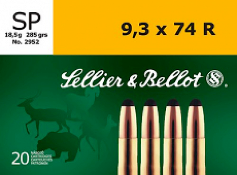 Sellier & Bellot SB9374RA Rifle 9.3mmX74R 285 GR Soft Point 20 Bx/ 18 Cs