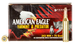 Federal AE24375VP American Eagle 243 Winchester 75 GR JHP 40 Bx/ 5 Cs