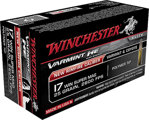 Winchester Ammo S17W25 Varmint 17 Winchester Super Magnum  (WSM) 25 GR Polymer Tip 50 Bx/ 10 Cs