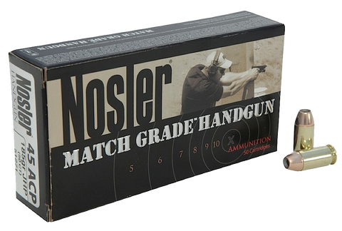Nosler 51284 Match Grade 45 ACP Jacketed Hollow Point 230gr 50Box/10Case