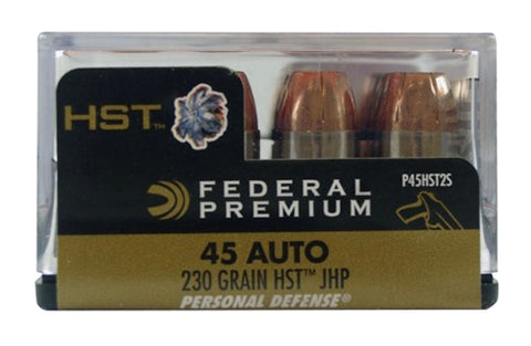 Federal P45HST2S Premium Personal Defense 45 Automatic Colt Pistol (ACP) 230 GR Hydra-Shok JHP 20 Bx/ 10 Cs