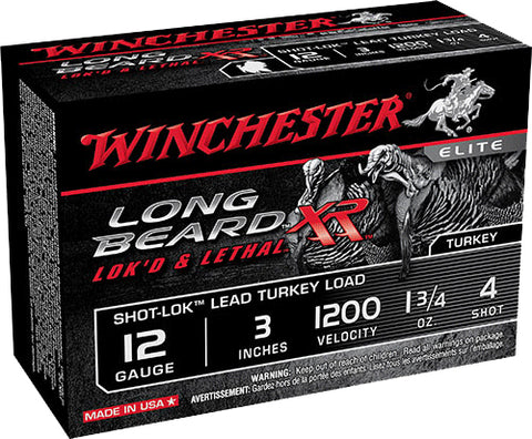 Winchester Ammo STLB1234 Long Beard XR Shot-Lok Turkey 12 Gauge 3" 1-3/4 oz 4 Shot 10 Bx/ 10 Cs
