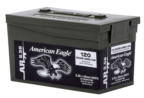 Federal XM193LPC120 American Eagle 223 Remington/5.56 NATO 55 GR Full Metal Jacket 120 Bx/ 5Cs 600 Total - 600 Rounds