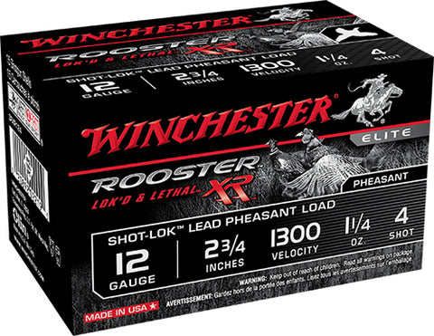 Winchester Ammo SRXR1234 Rooster XR Shot-Lok 12 Gauge 3" 1-1/2 oz 4 Shot 15 Bx/ 10 Cs