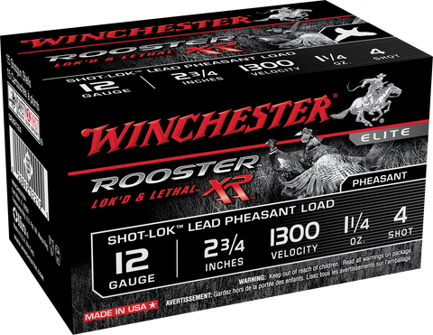 Winchester Ammo SRXR124 Rooster XR 12 Gauge 2.75" 1-1/4 oz 4 Shot 15 Bx/ 10 Cs