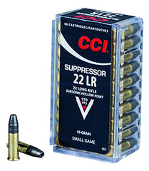 CCI 957 22 LR Suppressor 22 Long Rifle (LR) 45 GR Lead Hollow Point 50 Bx/ 100 Cs