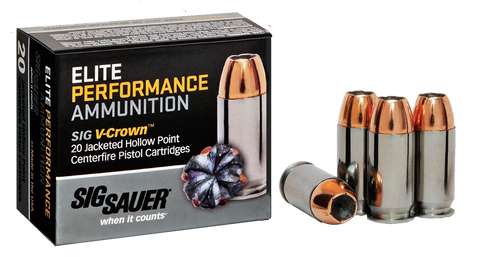 Sig Sauer E9MMA220 Elite Performance 9mm Luger 124 GR Jacketed Hollow Point 20 Bx/ 10 Cs