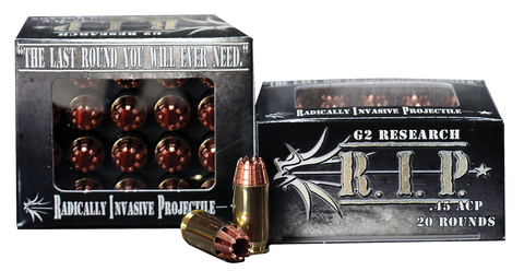 G2 Research RIP 45 ACP R.I.P 45 Automatic Colt Pistol (ACP) 162 GR Hollow Point 20 Bx/ 25 Cs