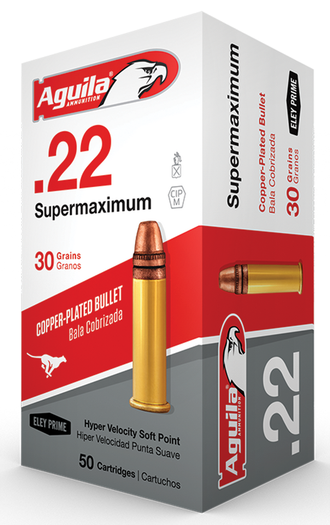 Aguila 1B222298 Super Maximum 22 Long Rifle (LR) 30 GR Solid Point 50 Bx/ 100 Cs