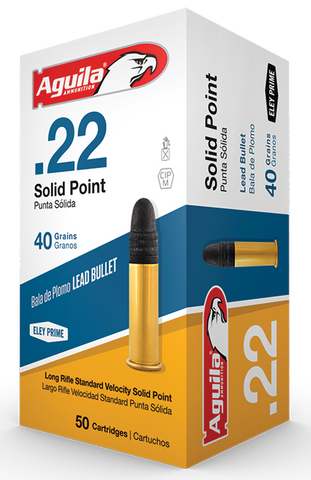 Aguila Ammunition Rimfire, 22LR, 40 Grain, Solid Point, Standard Velocity, 50 Round Box 1B222332