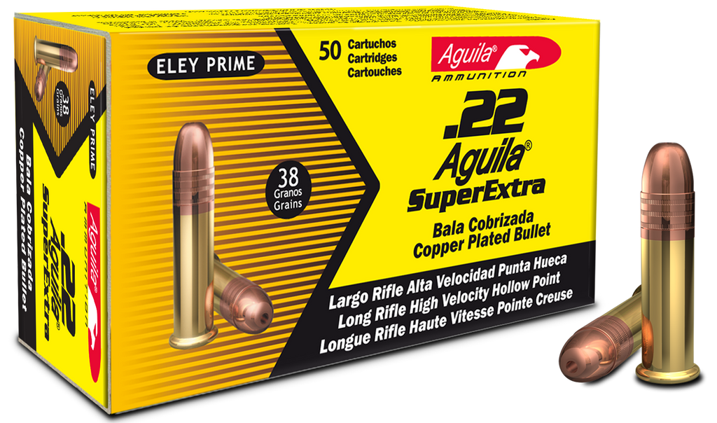 Aguila 1B222335 Standard High Velocity 22 Long Rifle (LR) 38 GR Hollow Point 50 Bx/ 100 Cs