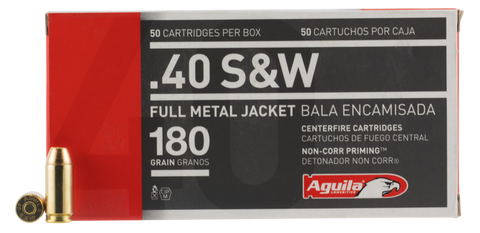 Aguila 1E402110  40 Smith & Wesson (S&W) 180 GR Full Metal Jacket Flat Nose 50 Bx/ 20 Cs