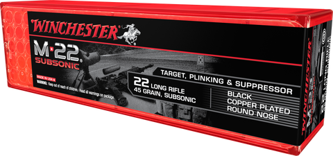 Winchester Ammo S22LRTSUP M-22 Subsonic 22 Long Rifle 40 GR Lead Round Nose 100 Bx/ 20 Cs - 100 Rounds