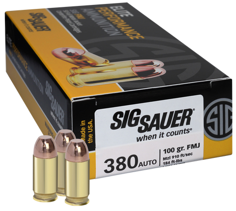 Sig Sauer E380B1-50 Full Metal Jacket 380 ACP 100 GR FMJ 50Box/20Case