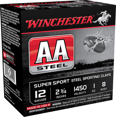 Winchester Ammo AASCL12S8 AA Steel  12 Gauge 2.75" 1 oz 8 Shot 25 Bx/ 10 Cs