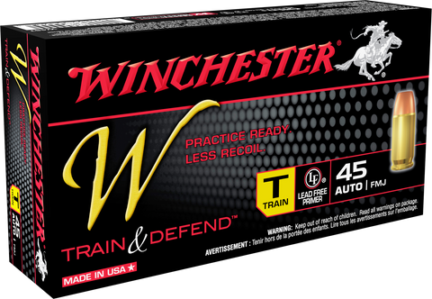 Winchester Ammo W45T W Train & Defend 45 Automatic Colt Pistol (ACP) 230 GR Full Metal Jacket 50 Bx/ 10 Cs
