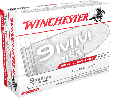 Winchester Ammo USA9W USA Centerfire 9mm Luger 115 GR Full Metal Jacket 200 Bx/ 5 Cs - 200 Rounds