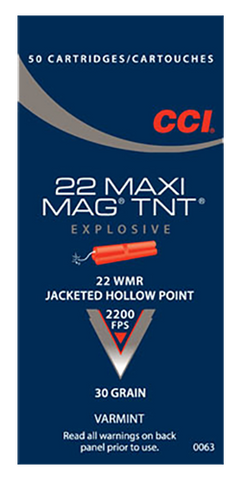 CCI 0063 Varmint Maxi Mag 22 Win Mag Jacketed Hollow Point 30 GR 50Box/40Case