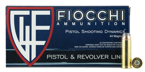 Fiocchi 44D500 Shooting Dynamics 44 Remington Magnum 240 GR Jacketed Hollow Point 50 Bx/ 10 Cs