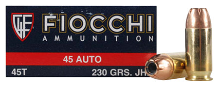 Fiocchi 45T500 Shooting Dynamics 45 Automatic Colt Pistol (ACP) 230 GR Jacketed Hollow Point 50 Bx/ 10 Cs