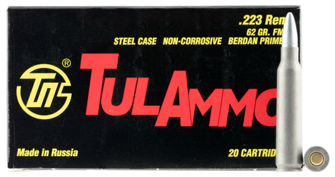 Tulammo TA223620 Centerfire Rifle 223 Remington/5.56 NATO 62 GR Full Metal Jacket 20 Bx/ 50 Cs