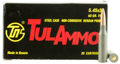 Tulammo TA545390 Centerfire Rifle 5.45mmX39mm 60 GR FMJ 20 Bx/ 50 Cs