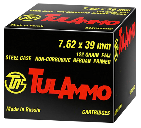 Tulammo UL076240 Centerfire Rifle 7.62X39mm 122 GR FMJ 40 Bx/ 25 Cs